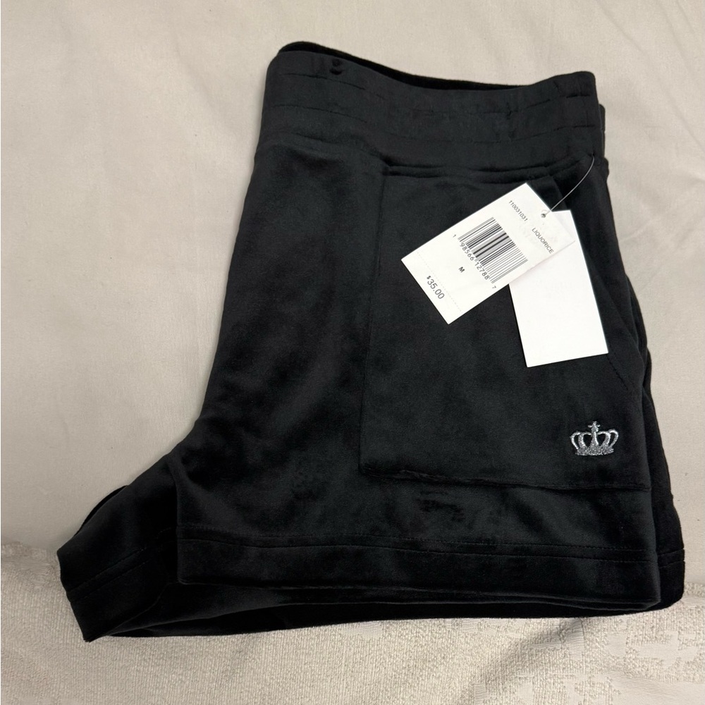 Y2K Style Juicy by Juicy Couture Black Velour Lounge Shorts NWT - L - Picture 2 of 5